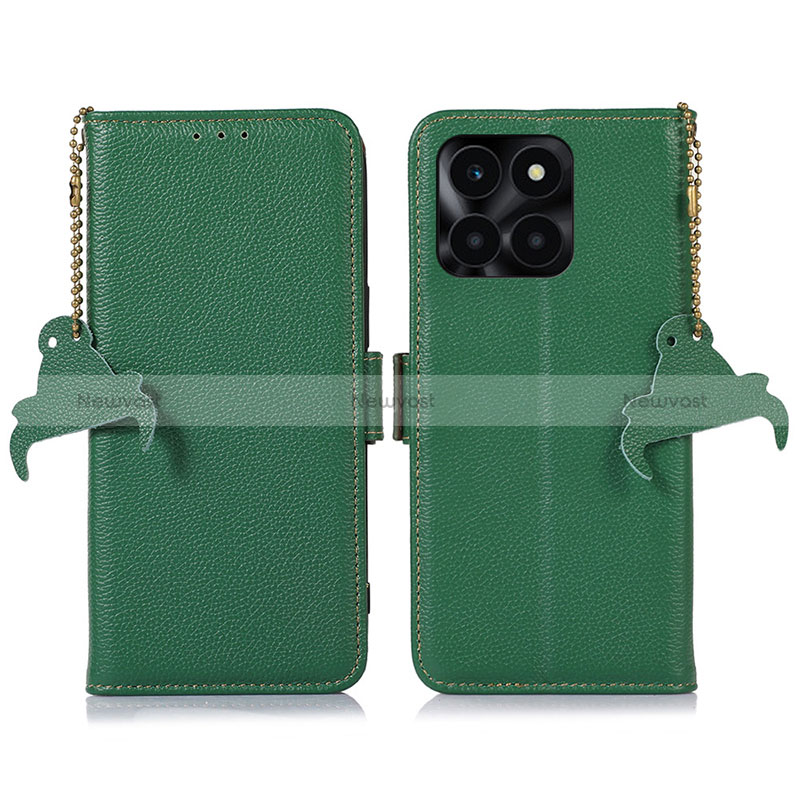 Leather Case Stands Flip Cover Holder A10D for Huawei Honor X6a Green