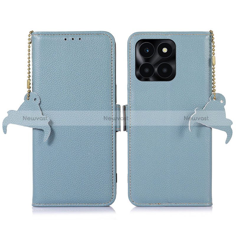 Leather Case Stands Flip Cover Holder A10D for Huawei Honor X6a Mint Blue