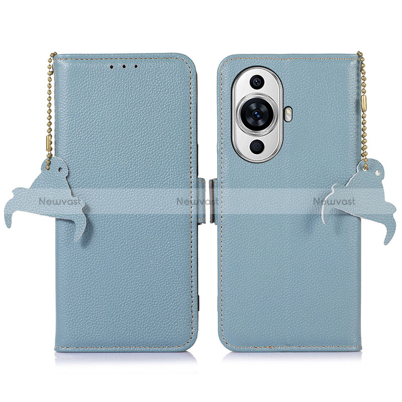 Leather Case Stands Flip Cover Holder A10D for Huawei Nova 11 Mint Blue