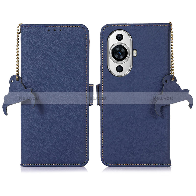 Leather Case Stands Flip Cover Holder A10D for Huawei Nova 11 Pro Blue