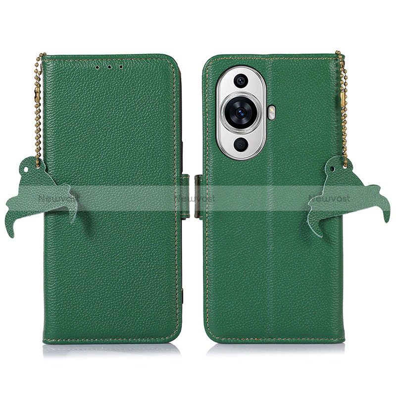 Leather Case Stands Flip Cover Holder A10D for Huawei Nova 11 Ultra Green