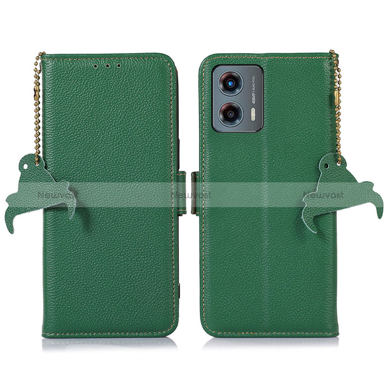 Leather Case Stands Flip Cover Holder A10D for Motorola Moto G 5G (2023) Green