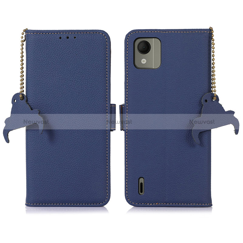 Leather Case Stands Flip Cover Holder A10D for Nokia C110 Blue