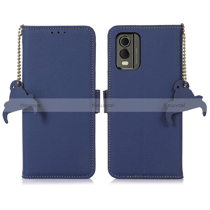 Leather Case Stands Flip Cover Holder A10D for Nokia C210 Blue