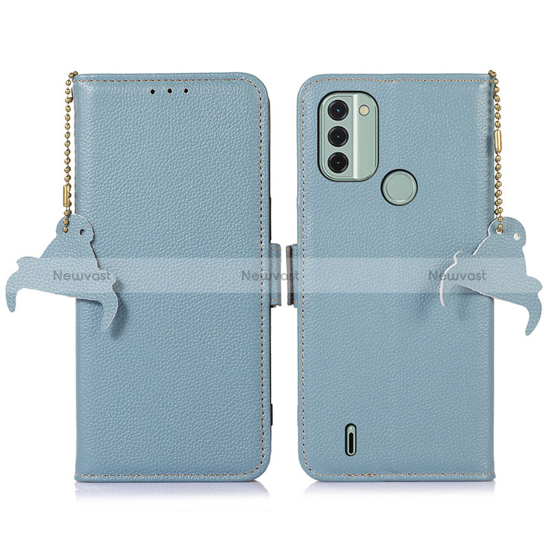 Leather Case Stands Flip Cover Holder A10D for Nokia C31 Mint Blue