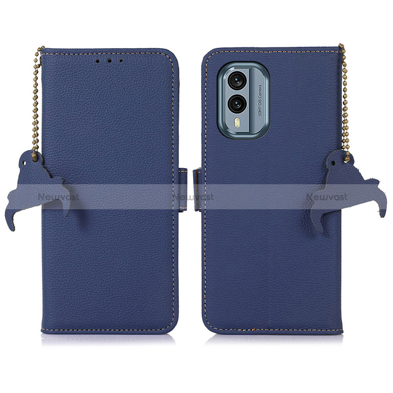 Leather Case Stands Flip Cover Holder A10D for Nokia X30 5G Blue