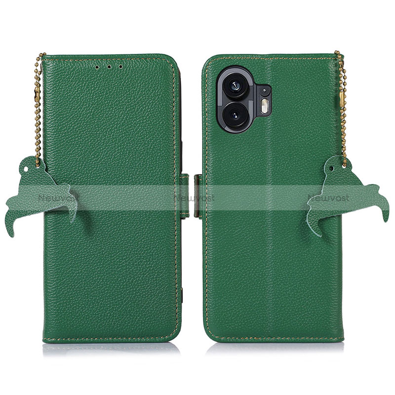 Leather Case Stands Flip Cover Holder A10D for Nothing Phone 2 Green