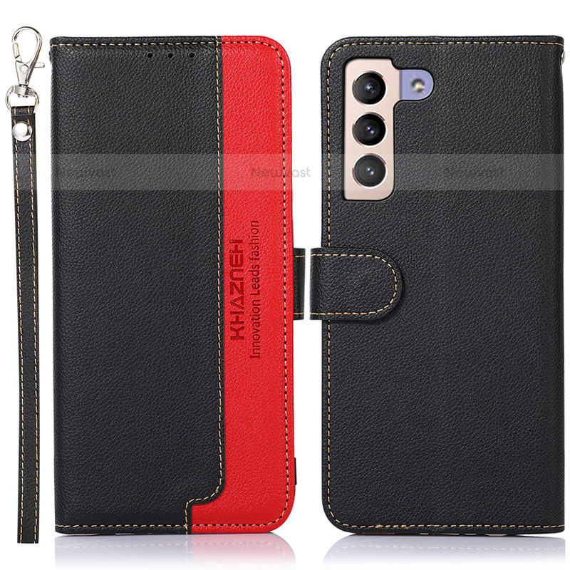 Leather Case Stands Flip Cover Holder A10D for Samsung Galaxy S21 5G Black