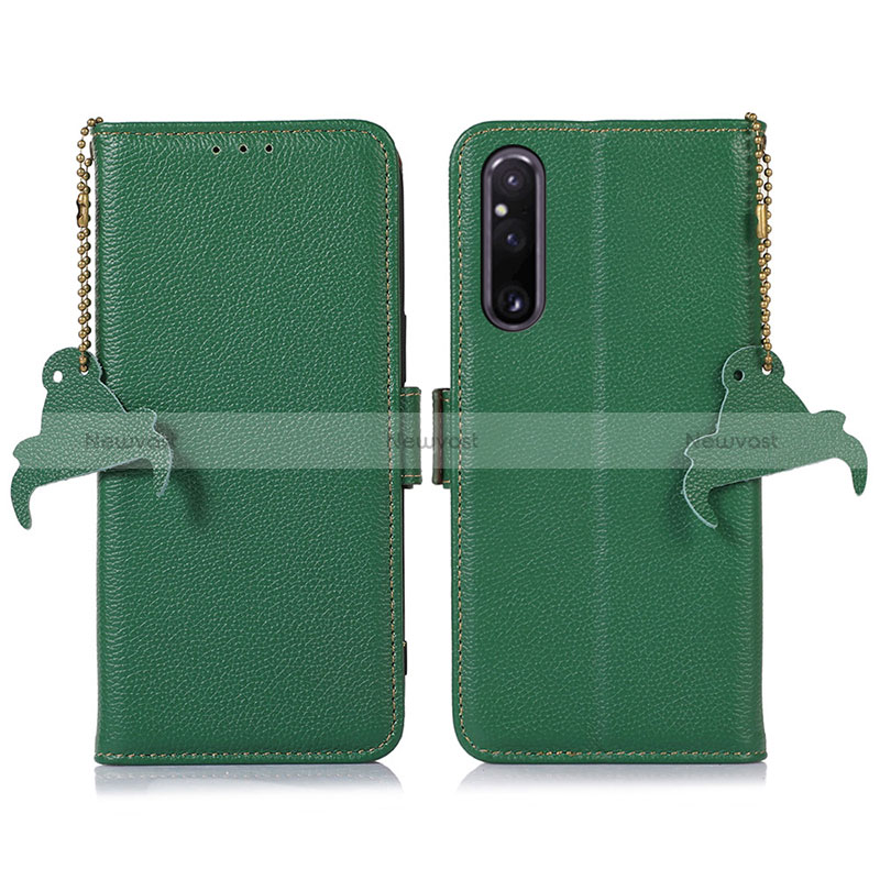 Leather Case Stands Flip Cover Holder A10D for Sony Xperia 1 V Green