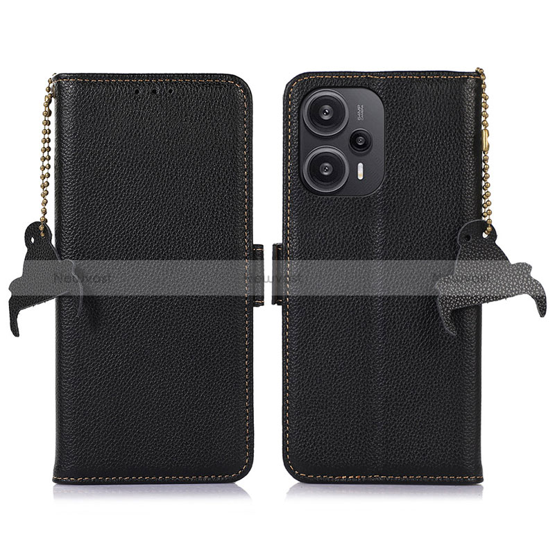 Leather Case Stands Flip Cover Holder A10D for Xiaomi Poco F5 5G Black