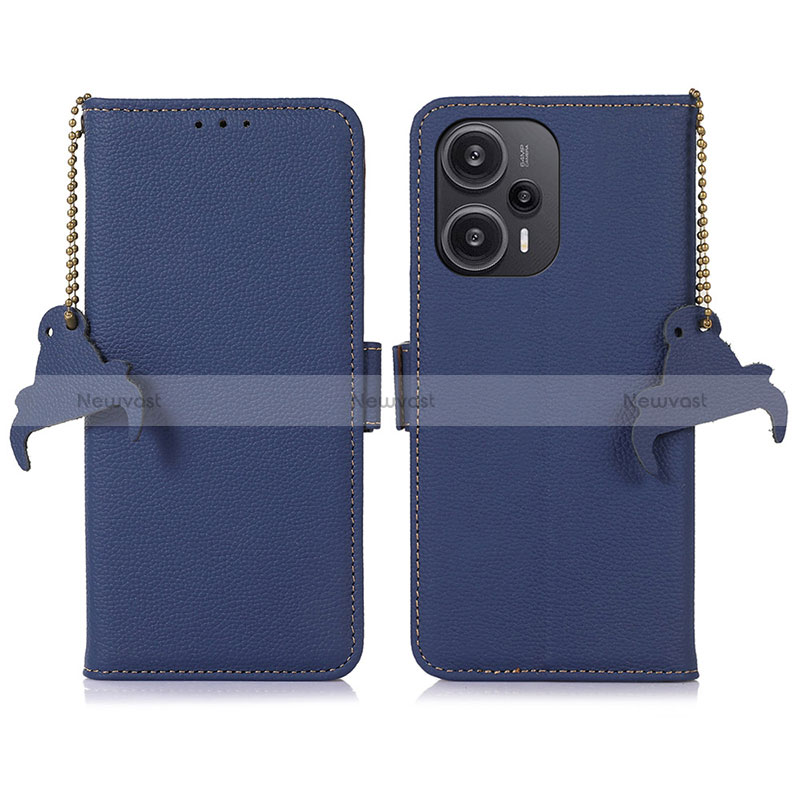 Leather Case Stands Flip Cover Holder A10D for Xiaomi Poco F5 5G Blue