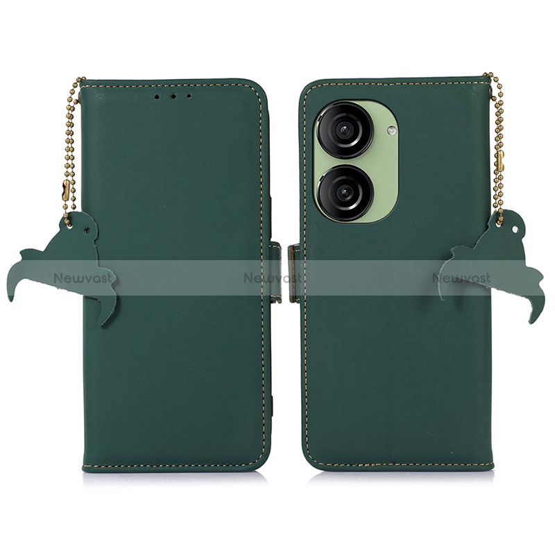 Leather Case Stands Flip Cover Holder A11D for Asus ZenFone 10 Green