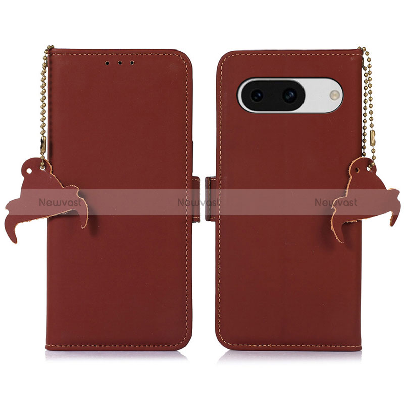 Leather Case Stands Flip Cover Holder A11D for Google Pixel 8a 5G Brown