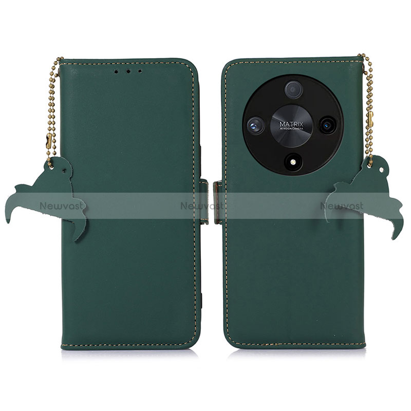 Leather Case Stands Flip Cover Holder A11D for Huawei Honor Magic6 Lite 5G Green