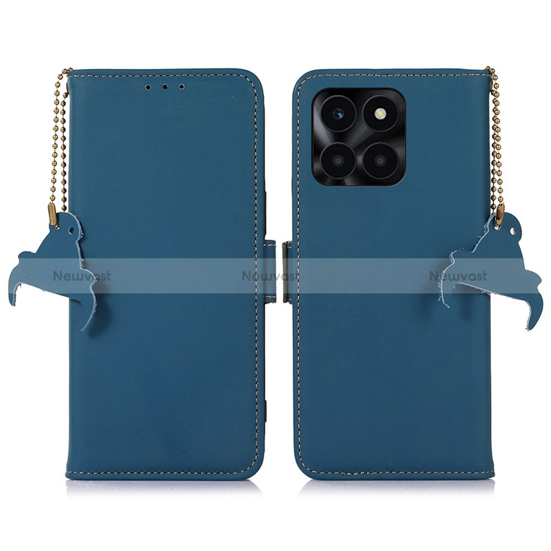 Leather Case Stands Flip Cover Holder A11D for Huawei Honor X8b Blue