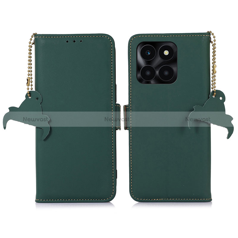 Leather Case Stands Flip Cover Holder A11D for Huawei Honor X8b Green