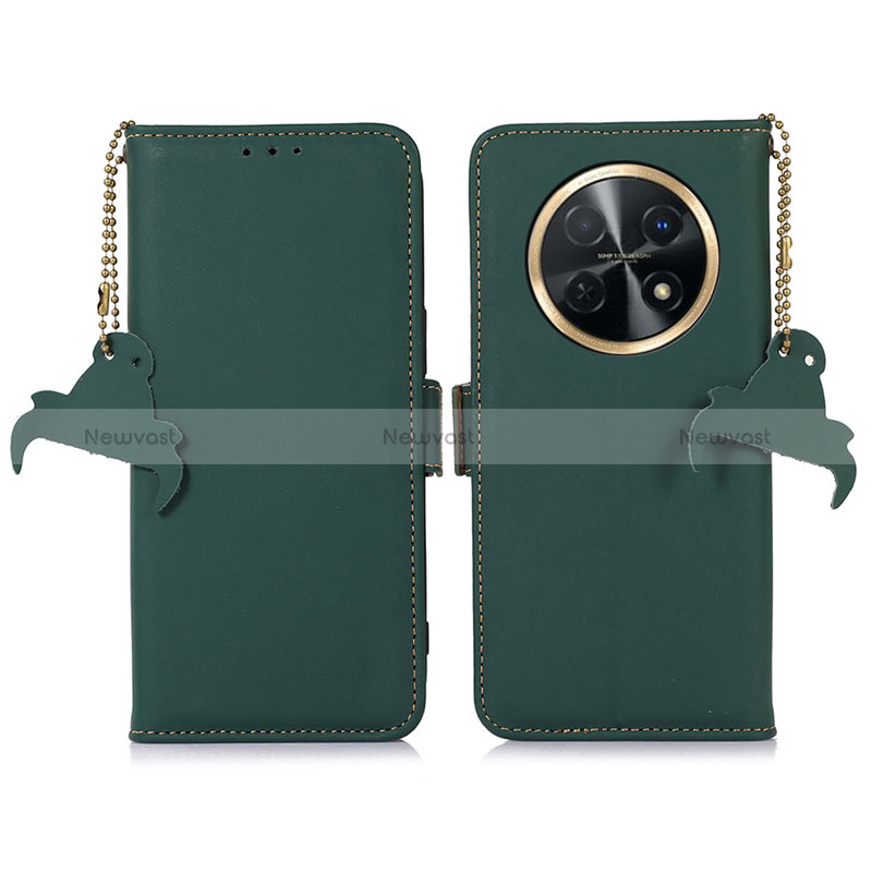 Leather Case Stands Flip Cover Holder A11D for Huawei Nova Y91 Green