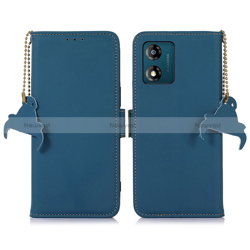 Leather Case Stands Flip Cover Holder A11D for Motorola Moto E13 Blue