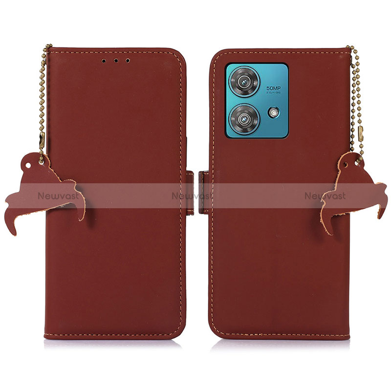 Leather Case Stands Flip Cover Holder A11D for Motorola Moto Edge 40 Neo 5G Brown