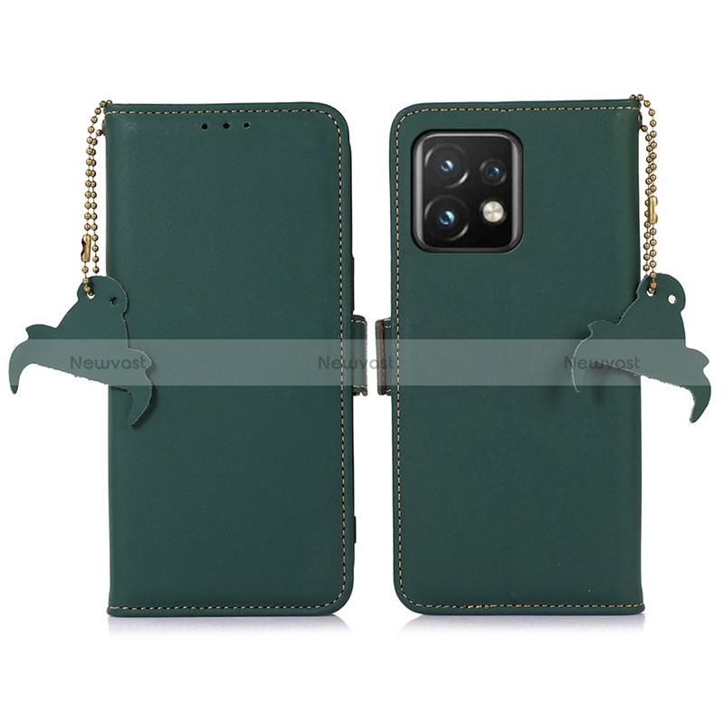 Leather Case Stands Flip Cover Holder A11D for Motorola Moto Edge Plus (2023) 5G Green