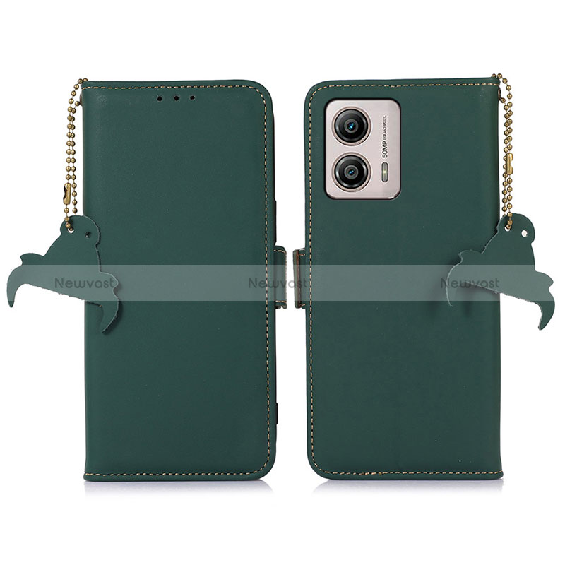 Leather Case Stands Flip Cover Holder A11D for Motorola Moto G53y 5G Green