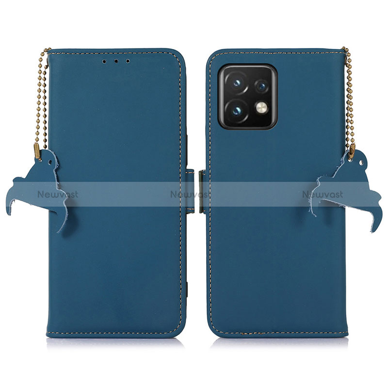 Leather Case Stands Flip Cover Holder A11D for Motorola Moto X40 5G Blue