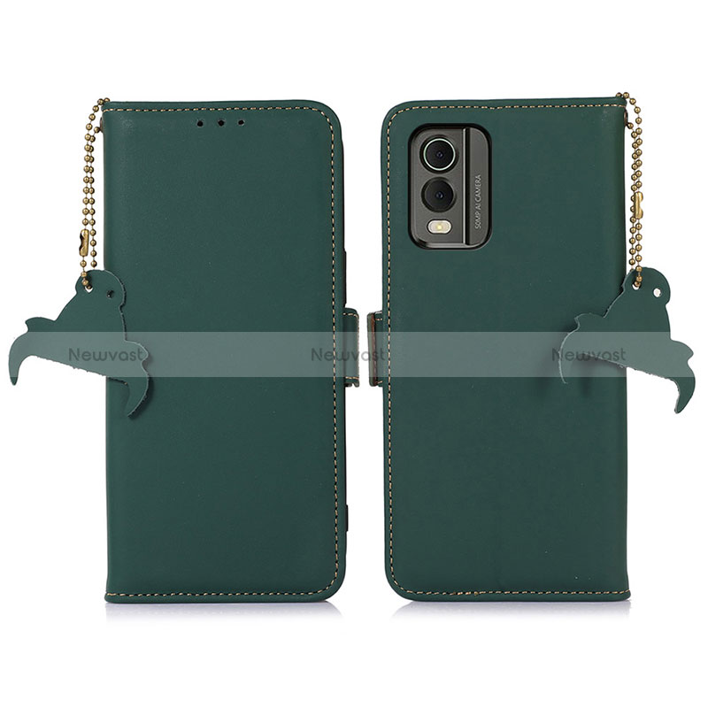 Leather Case Stands Flip Cover Holder A11D for Nokia C210 Green