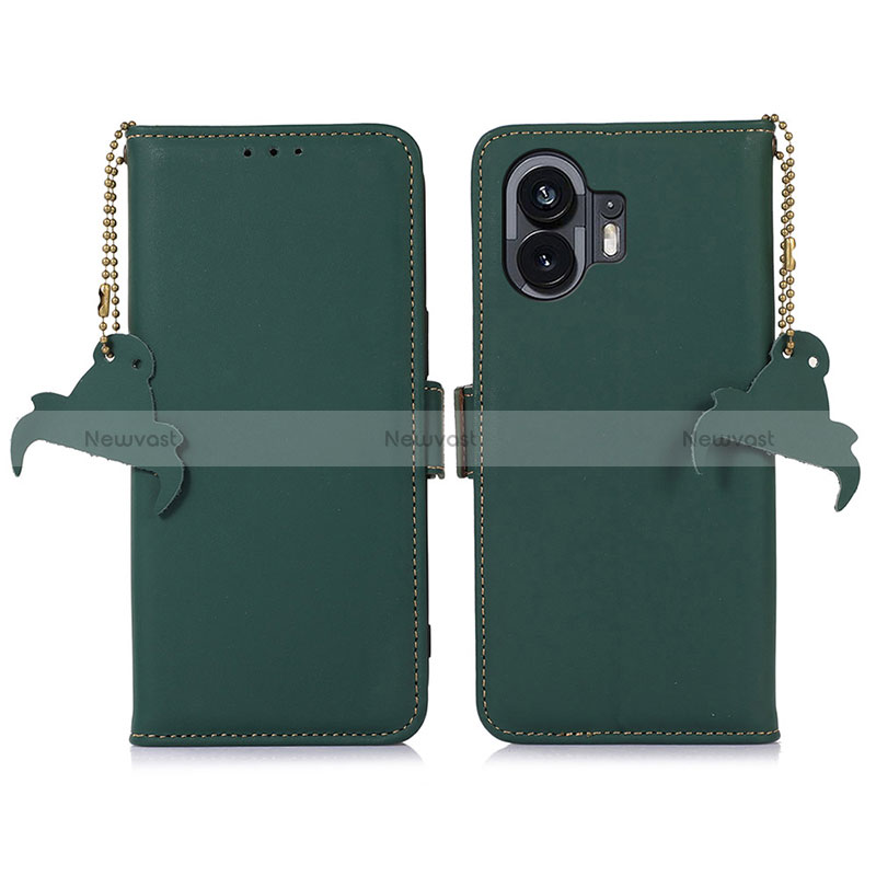 Leather Case Stands Flip Cover Holder A11D for Nothing Phone 2 Green