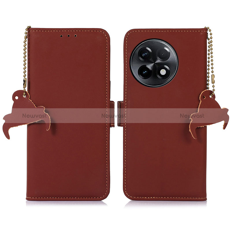 Leather Case Stands Flip Cover Holder A11D for OnePlus 11R 5G Brown