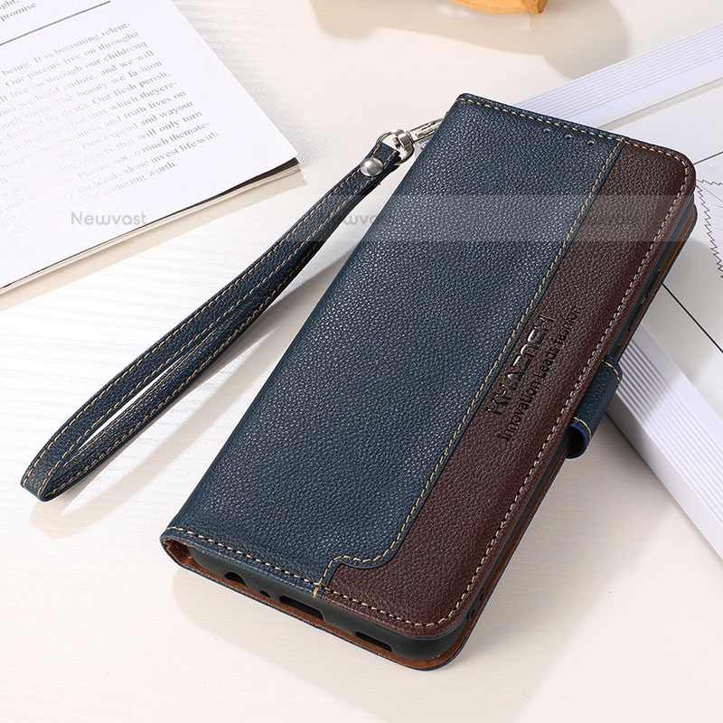 Leather Case Stands Flip Cover Holder A11D for Samsung Galaxy S21 5G Blue