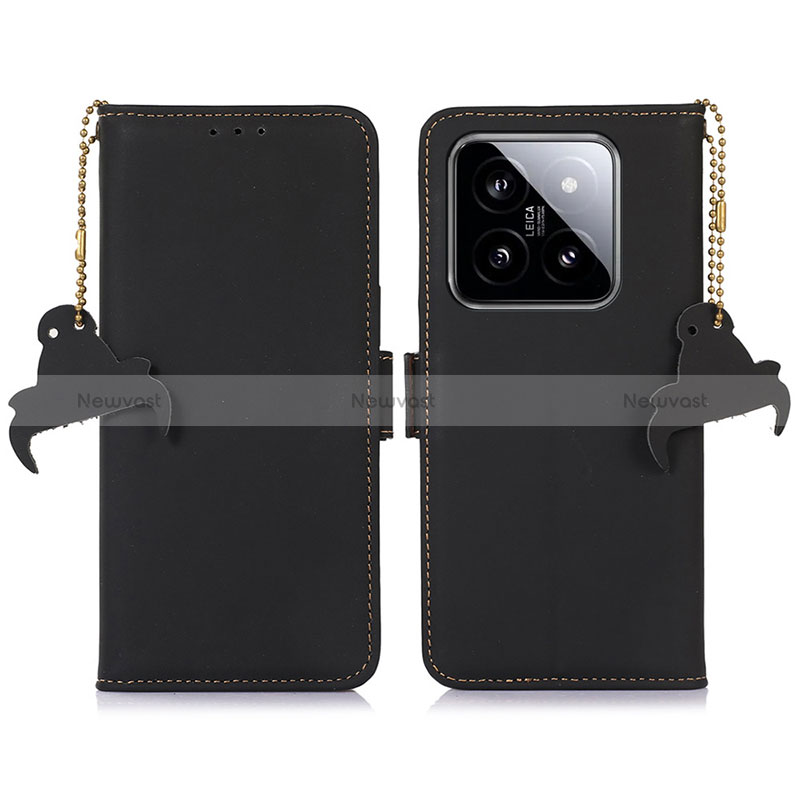 Leather Case Stands Flip Cover Holder A11D for Xiaomi Mi 14 Pro 5G Black