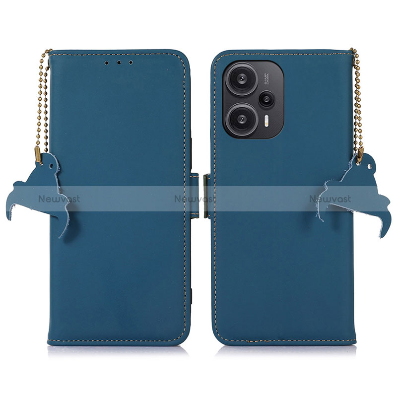 Leather Case Stands Flip Cover Holder A11D for Xiaomi Poco F5 5G Blue