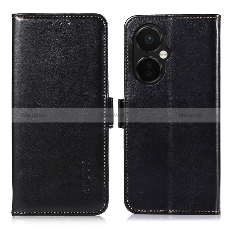 Leather Case Stands Flip Cover Holder A12D for OnePlus Nord CE 3 5G Black