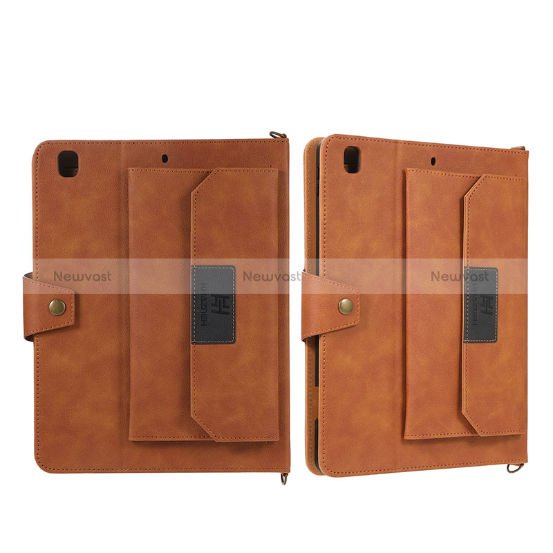 Leather Case Stands Flip Cover Holder AD1 for Apple iPad 10.2 (2019) Brown