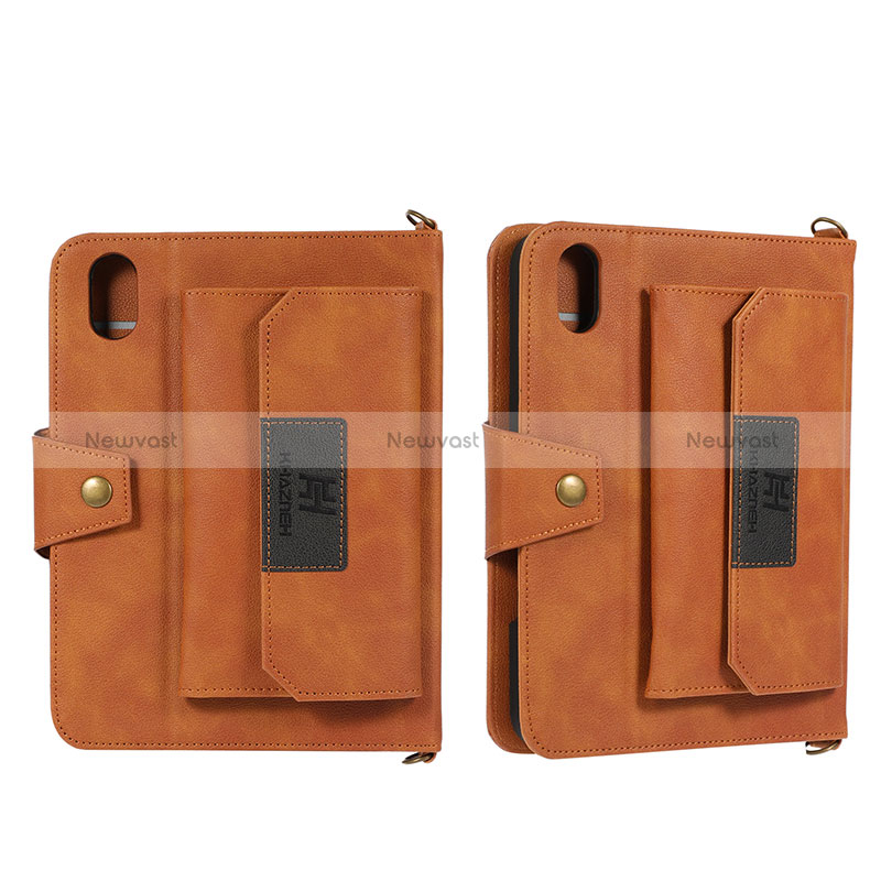 Leather Case Stands Flip Cover Holder AD1 for Apple iPad Mini 6 Brown