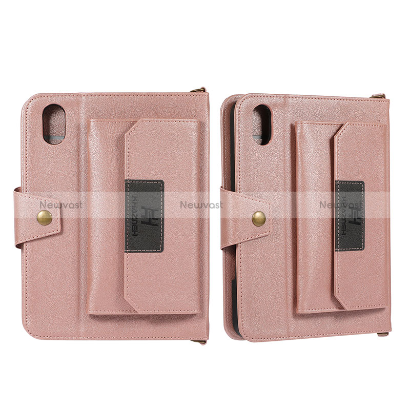 Leather Case Stands Flip Cover Holder AD1 for Apple iPad Mini 6 Rose Gold