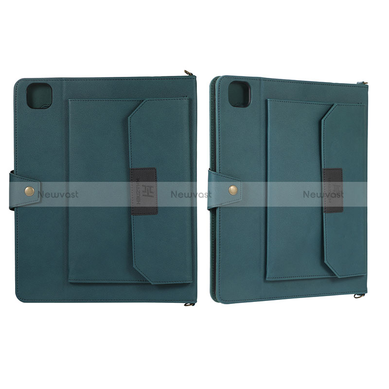 Leather Case Stands Flip Cover Holder AD1 for Apple iPad Pro 12.9 (2021) Green