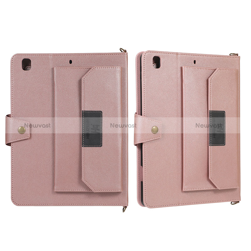 Leather Case Stands Flip Cover Holder AD2 for Apple iPad Air 2 Rose Gold