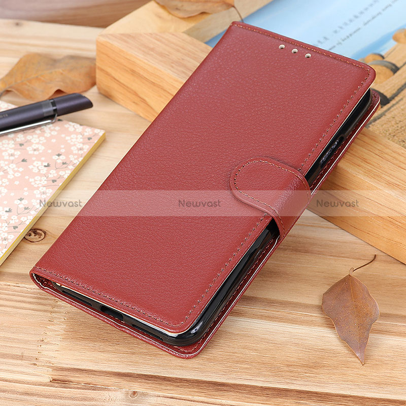 Leather Case Stands Flip Cover Holder AD3 for Google Pixel 8a 5G Brown