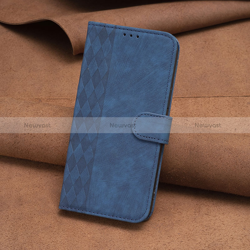 Leather Case Stands Flip Cover Holder B01F for Motorola Moto E13 Blue