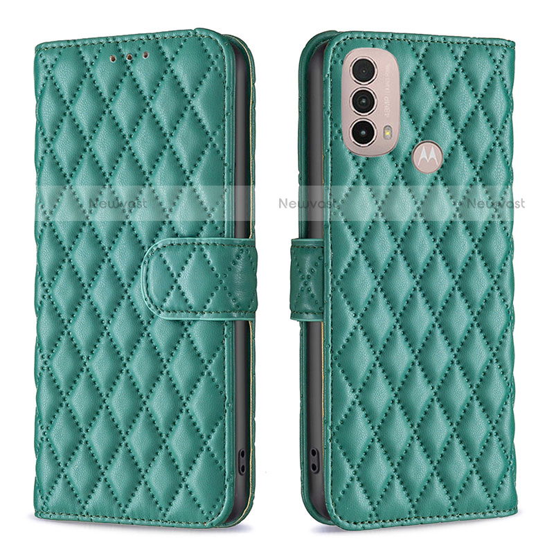 Leather Case Stands Flip Cover Holder B01F for Motorola Moto E20 Green