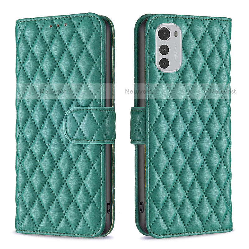 Leather Case Stands Flip Cover Holder B01F for Motorola Moto E32 Green