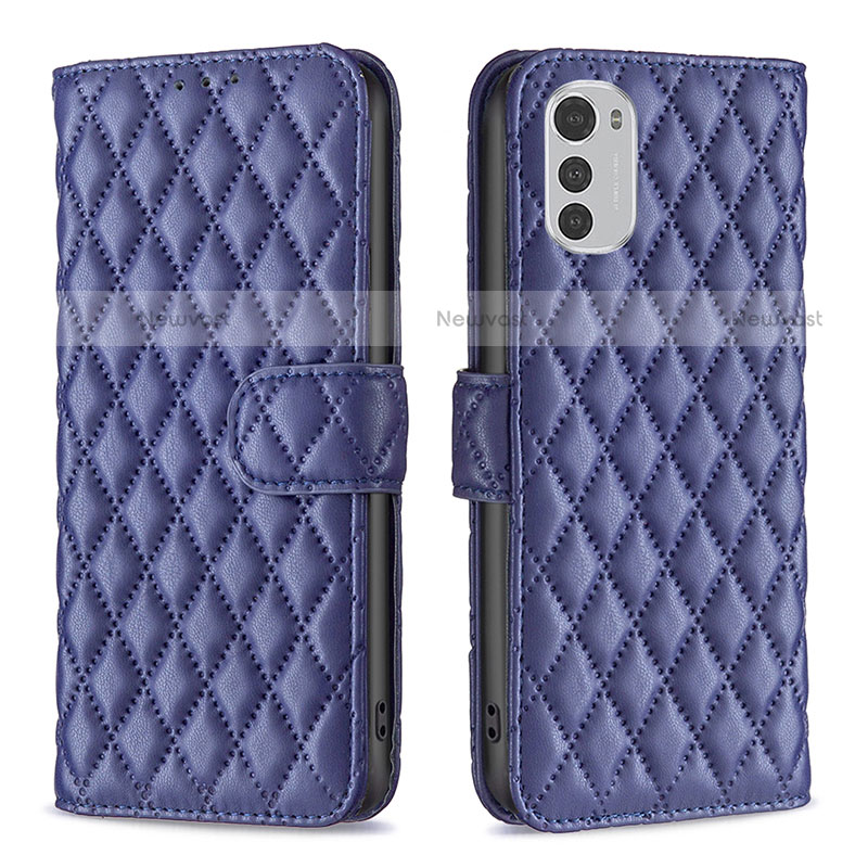 Leather Case Stands Flip Cover Holder B01F for Motorola Moto E32s Blue