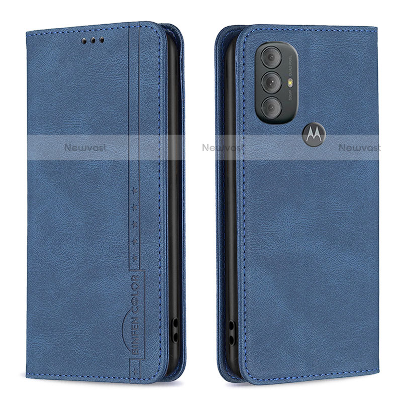 Leather Case Stands Flip Cover Holder B01F for Motorola Moto G Play Gen 2 Blue