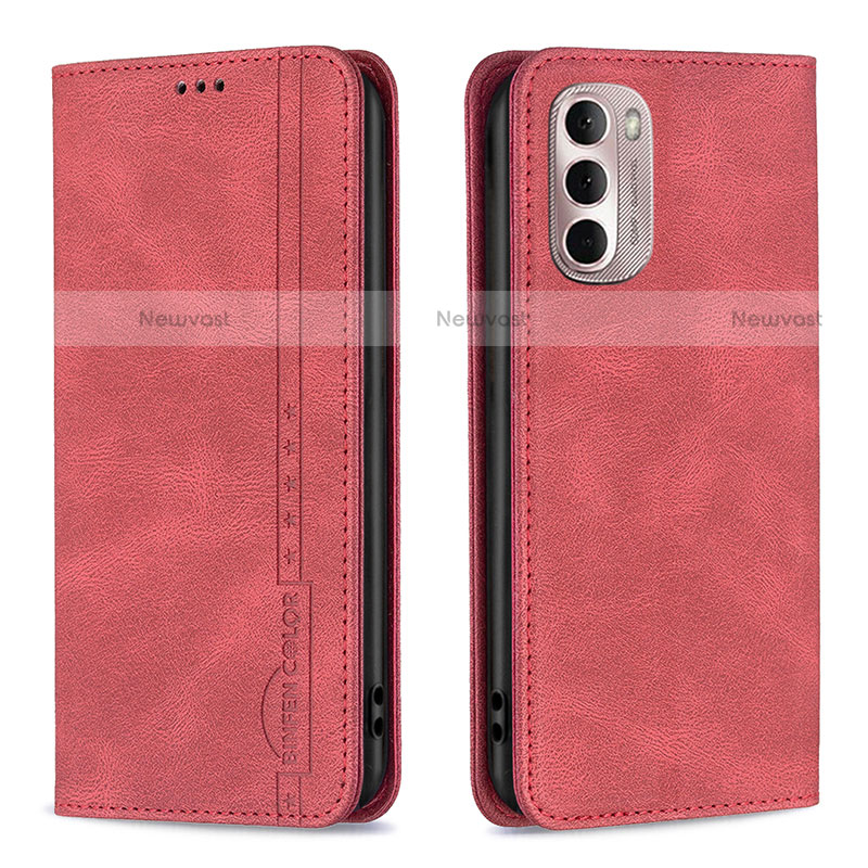 Leather Case Stands Flip Cover Holder B01F for Motorola Moto G Stylus (2022) 4G Red