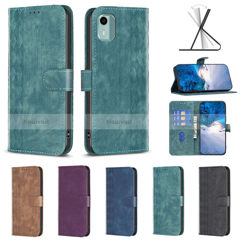 Leather Case Stands Flip Cover Holder B01F for Nokia C12 Pro