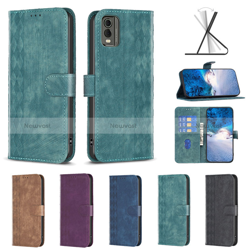 Leather Case Stands Flip Cover Holder B01F for Nokia C32