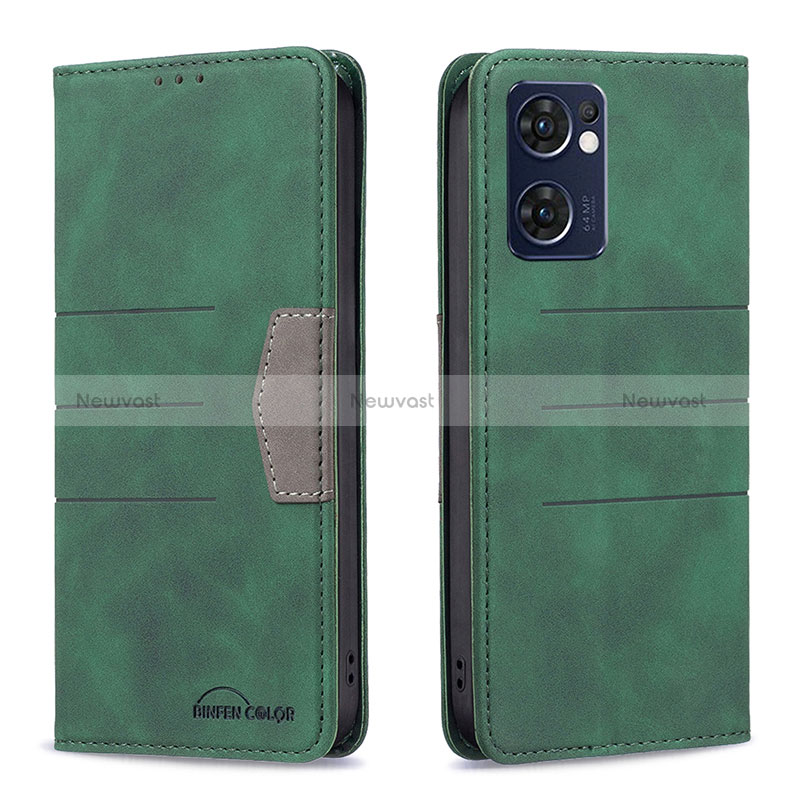 Leather Case Stands Flip Cover Holder B01F for OnePlus Nord CE 2 5G Green