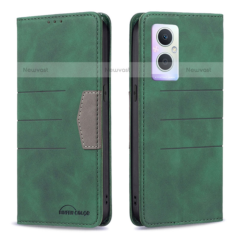 Leather Case Stands Flip Cover Holder B01F for OnePlus Nord N20 5G Green