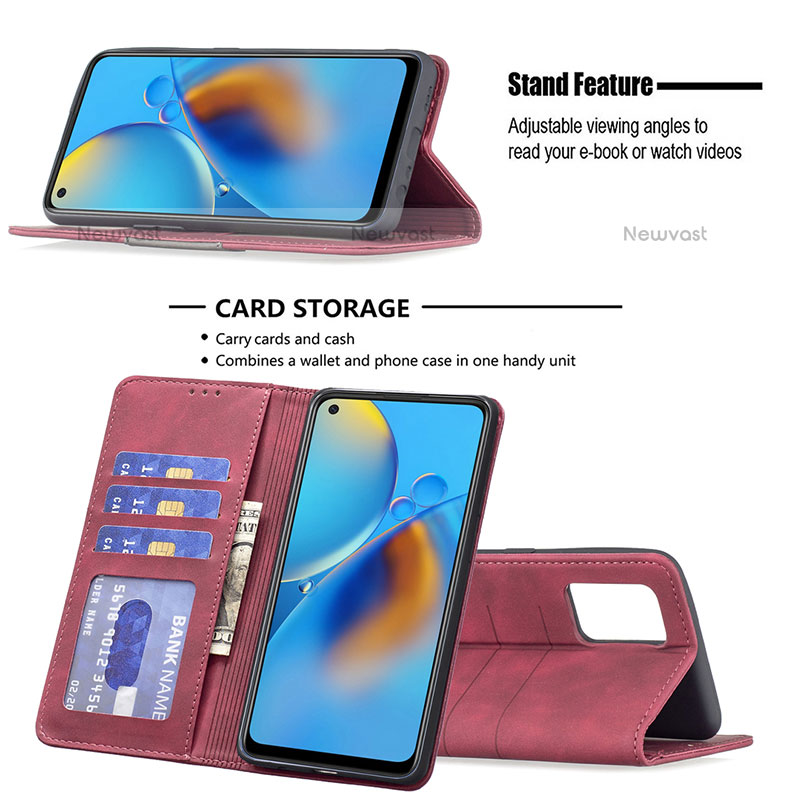 Leather Case Stands Flip Cover Holder B01F for Oppo A74 4G